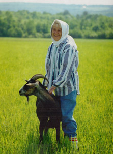 Tina Sentoukas, with one of her beloved goats Nouka